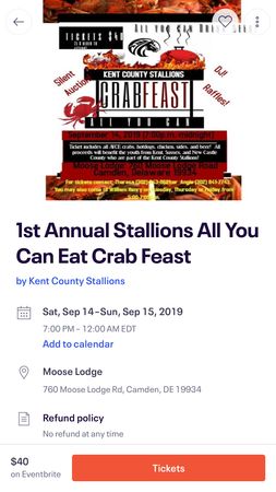 1st Annual Kent County AYCE Crab Feast and More!, Camden Wyoming, Delaware, United States