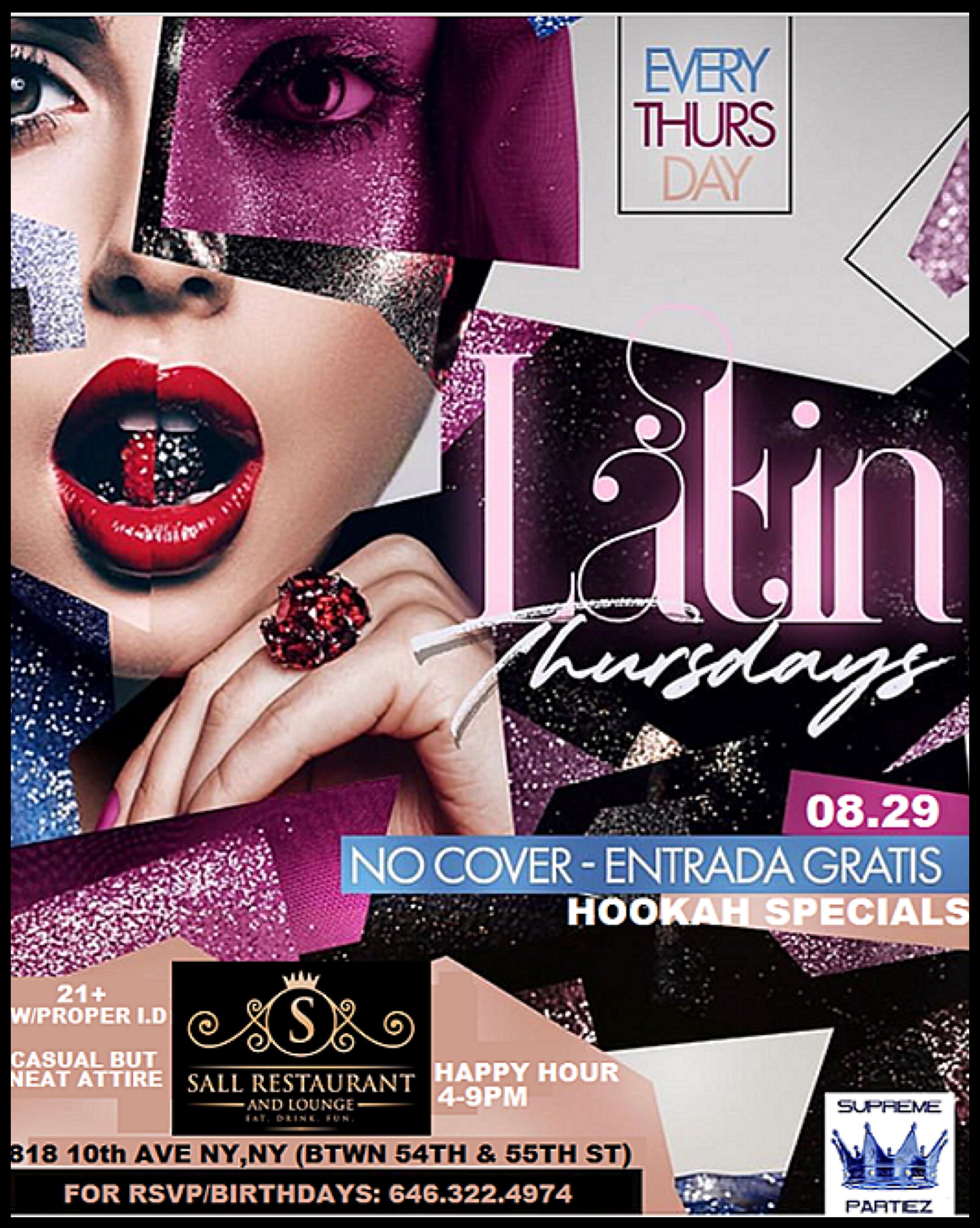 Grand open of latin thursdays afterwork party at sall restaurant and lounge aug 29th, New York, United States