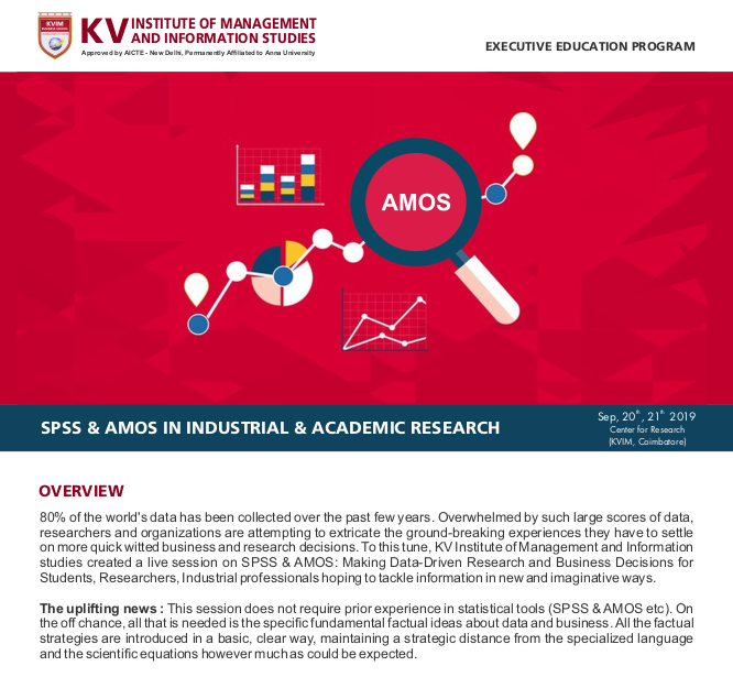 SPSS & AMOS IN INDUSTRIAL & ACADEMIC RESEARCH, Coimbatore, Tamil Nadu, India