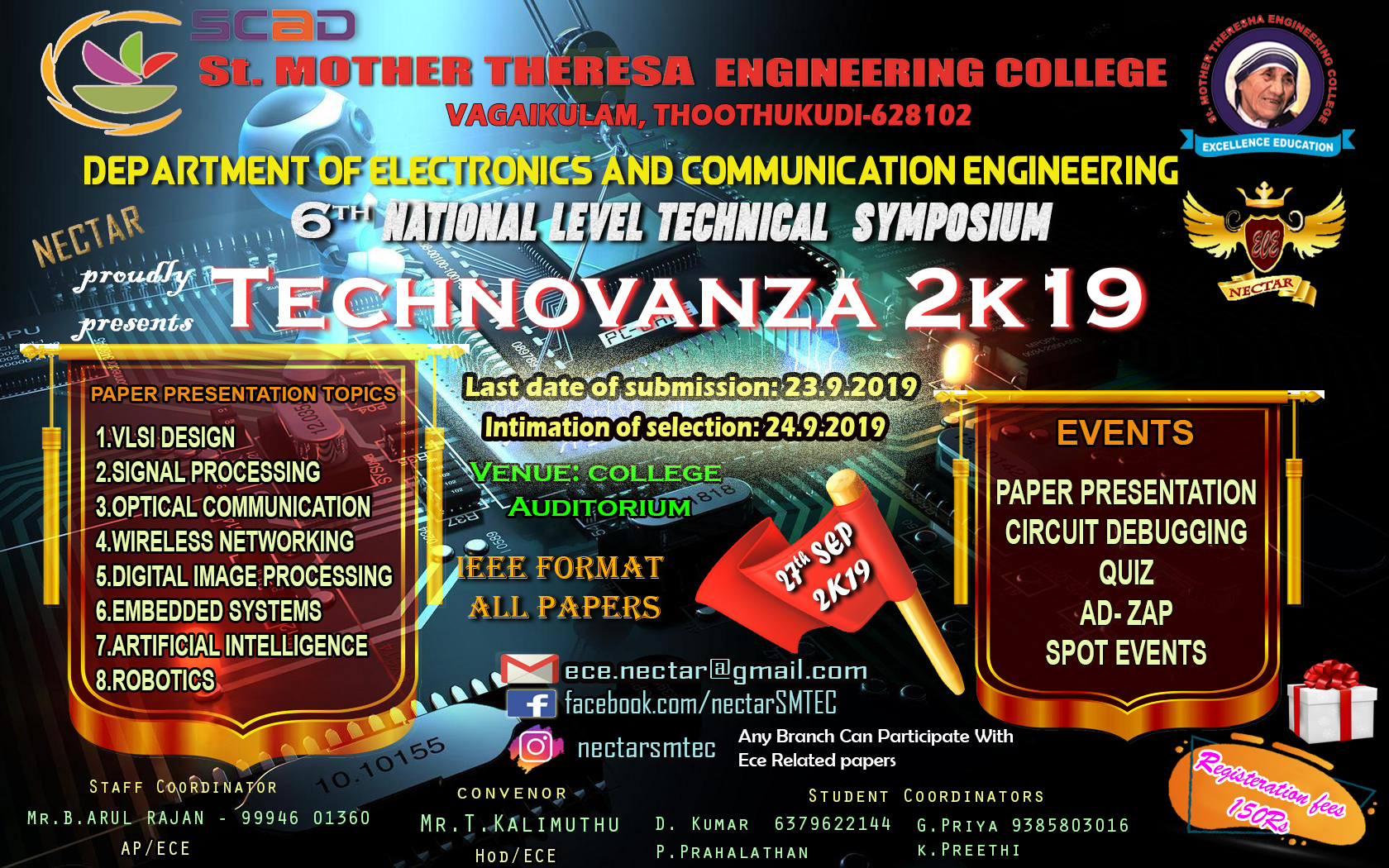 Technovanza 2K19, Thoothukudi, Tamil Nadu, India