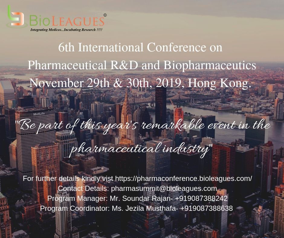 6th International Conference on Pharmaceutical R&D and Bio-pharmaceutics, Wilayah Persekutuan, Kuala Lumpur, Malaysia