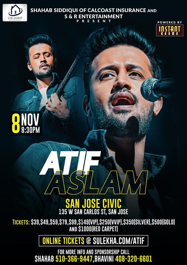 Atif Aslam Live Concert 2019 Bay Area, San Jose, California, United States