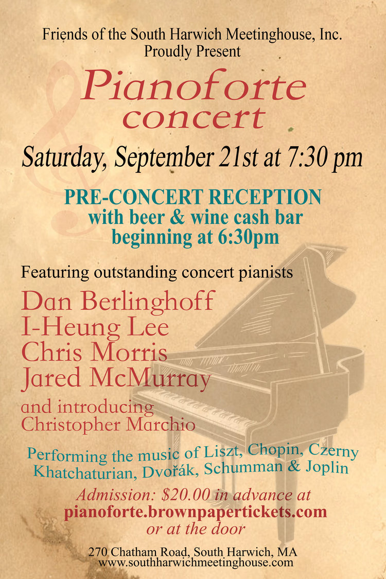 Pianoforte concert and Pre-Concert Reception, South Harwich, Massachusetts, United States