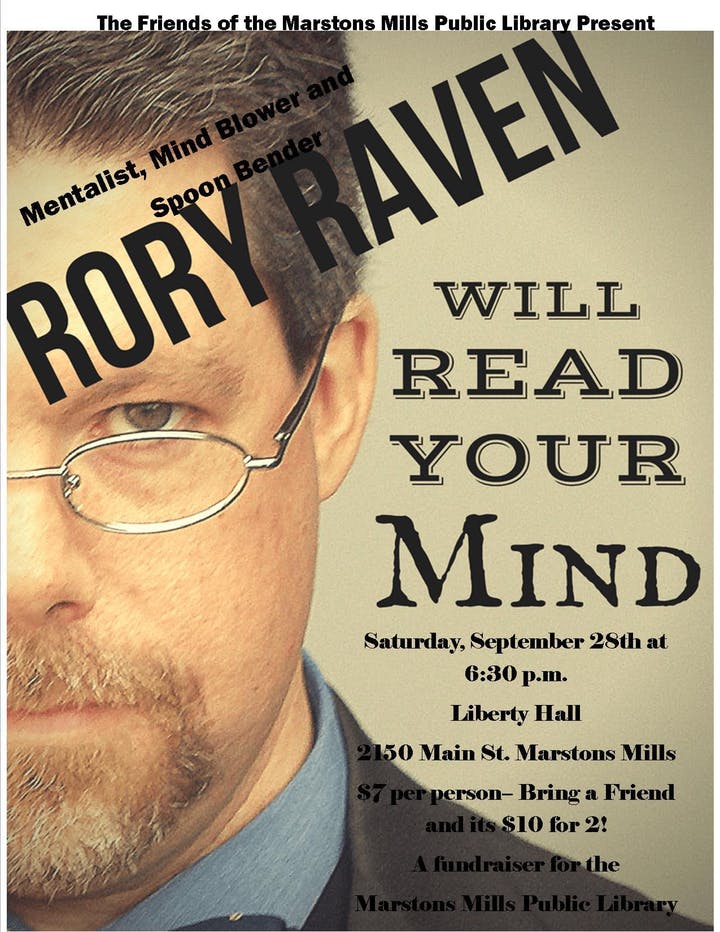 Mentalist Rory Raven will read your Mind!!, Barnstable, Massachusetts, United States