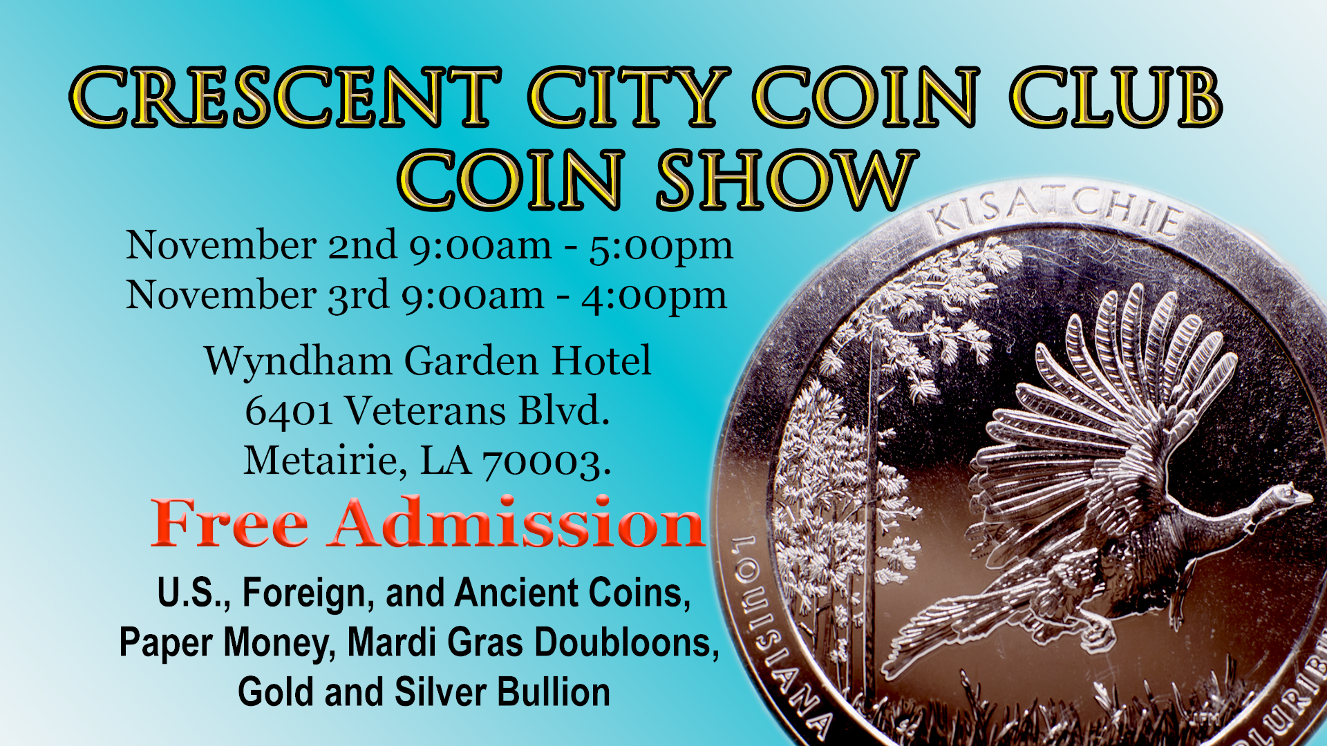 Crescent City Coin Club Winter Coin Show, Jefferson, Louisiana, United States