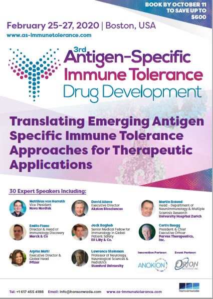 3rd Antigen Specific Immune Tolerance Summit, Boston, Massachusetts, United States