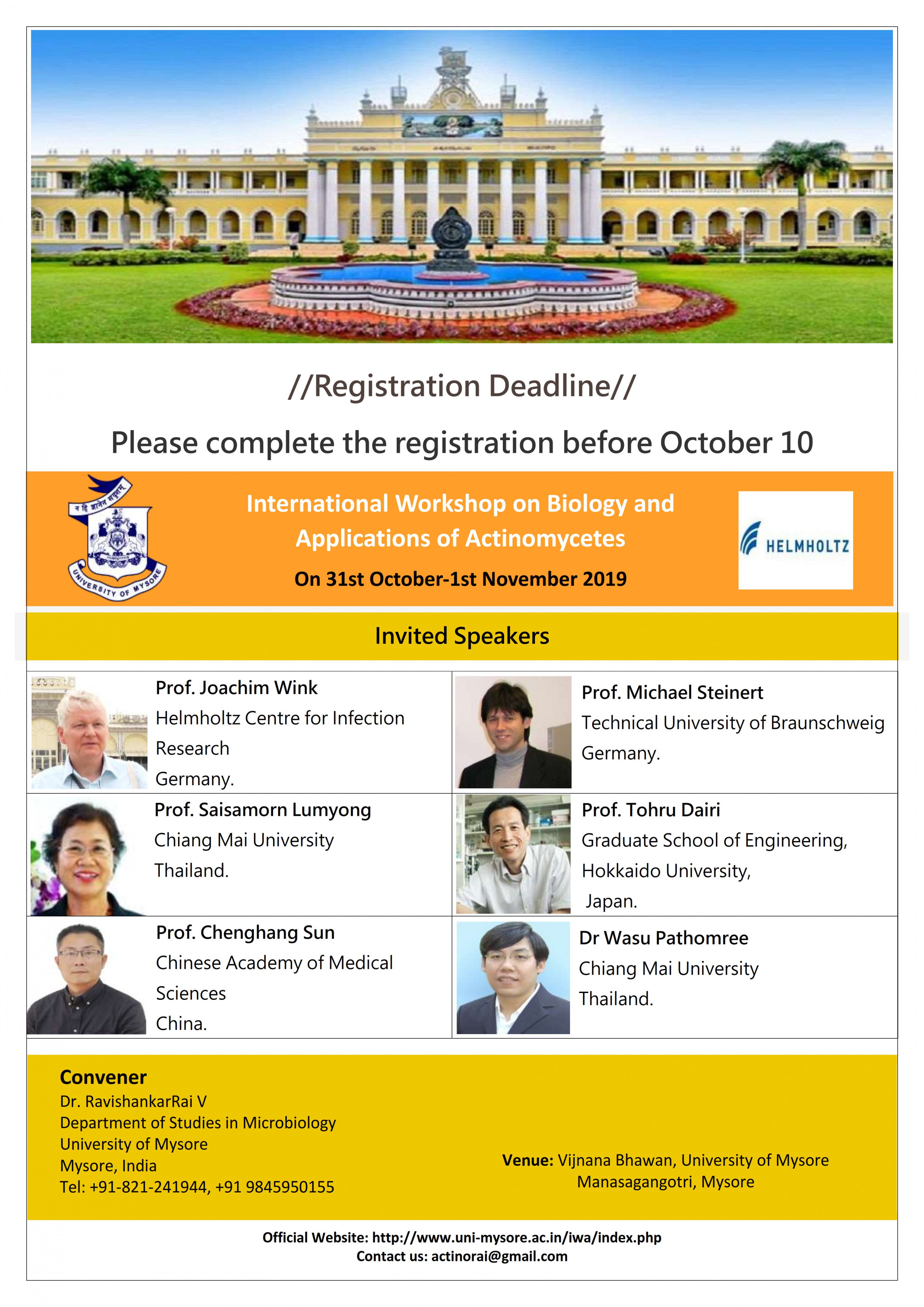 International Workshop on Biology and and Application of Actinomycetes, Mysore, Karnataka, India