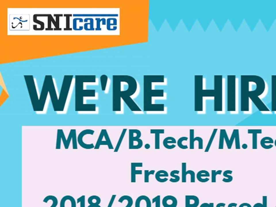 we are recruiting M.Tech, B.Tech , Msc. and MCA 2018/2019 Passed out candidates to work on Java/ Dot Net / Cloud Computing / Networking  Technologies.  We are hiring 30 candidates. If interested please share your Resume to hr@snicare.com, Hyderabad, Telangana, India
