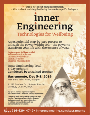 Inner Engineering Total - Find Health, Peace, and Joy from Within, Rancho Cordova, California, United States