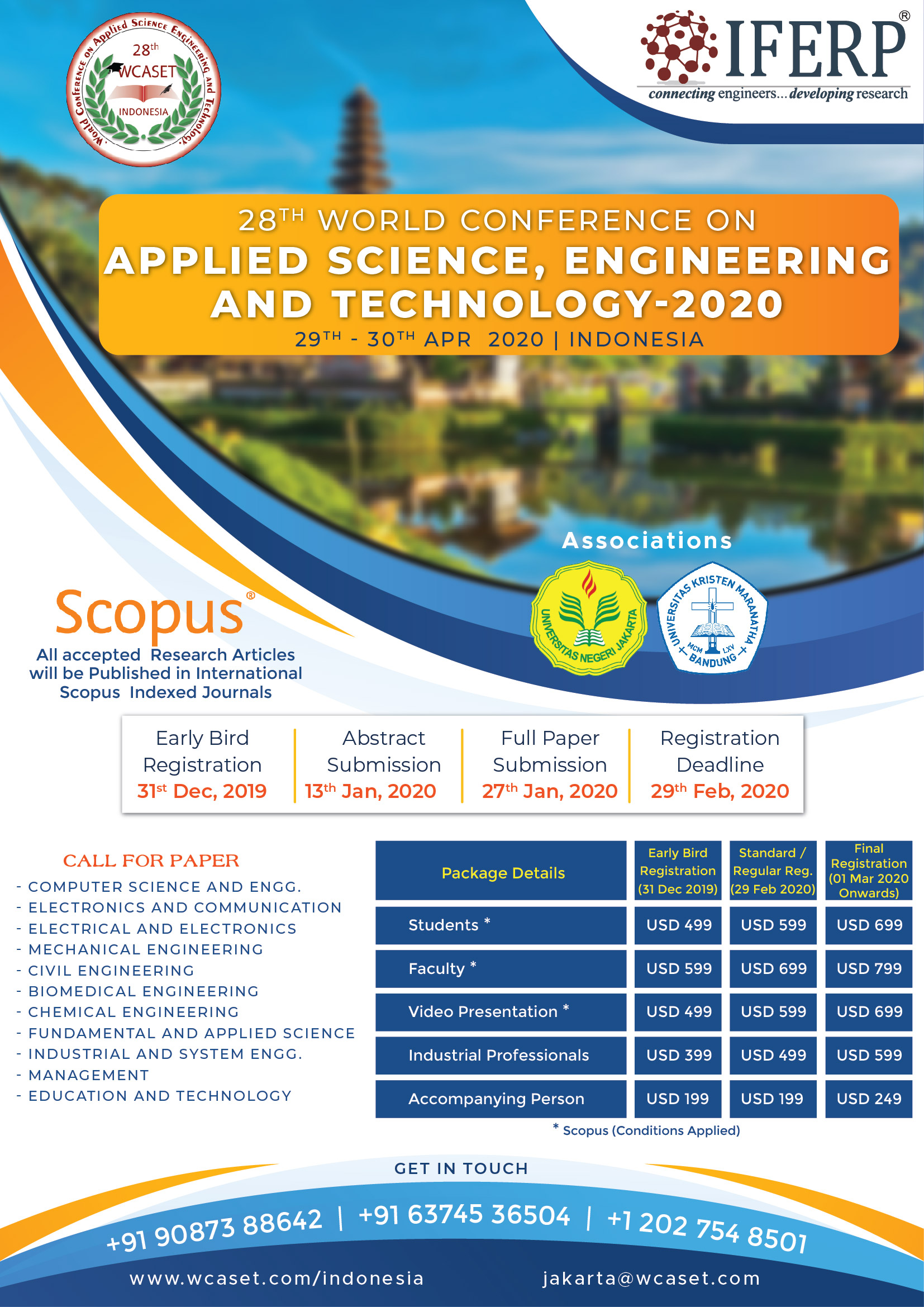 28th World Conference on Applied Science,Engineering and Technology, Central Jakarta, Jakarta, Indonesia