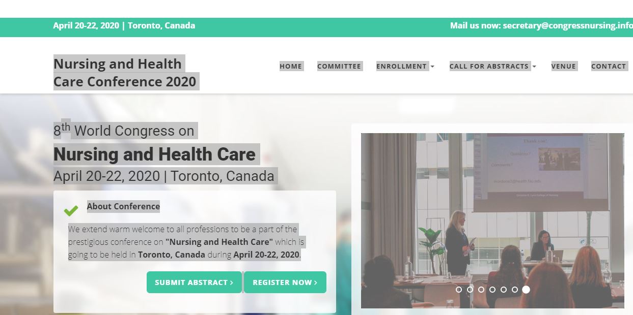 8th World Congress on Nursing and Health Care, Toronto, Canada