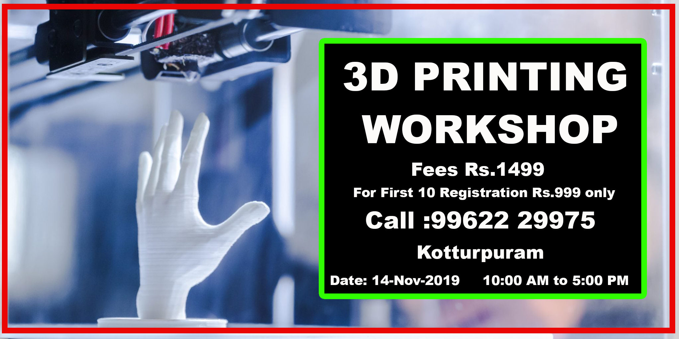 3D Printing Workshop One Day - Nexgen3D, Chennai, Tamil Nadu, India