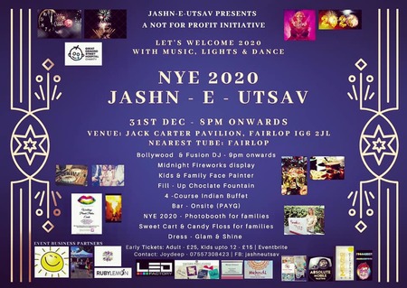 NYE 2020 - JASHN E UTSAV, Fairlop, Essex, United Kingdom