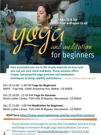 Yoga for Beginners (90 min session) in Sacramento - Free and open to all, Mather, California, United States
