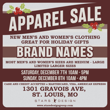 Holiday Apparel Sale at Stars Design Group, St. Louis, Missouri, United States