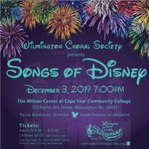 The Wilmington Choral Society presents "Songs of Disney!" at the Wilson Ctr, Wilmington, North Carolina, United States