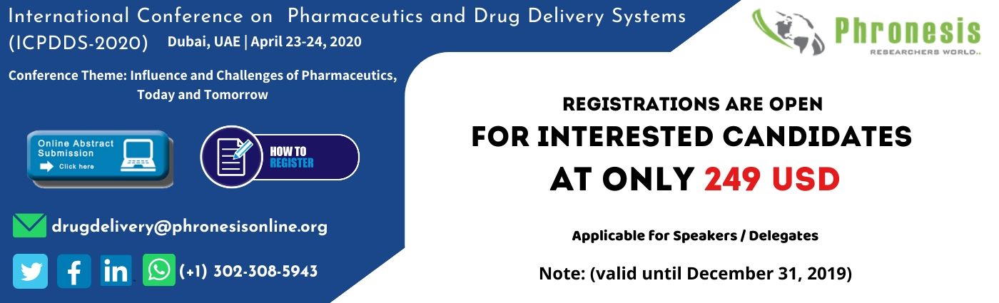 International Conference on  Pharmaceutics and Drug Delivery Systems, Dubai, United Arab Emirates