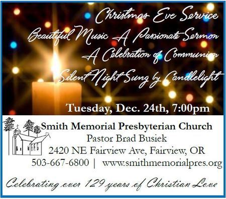 Christmas Eve Service at Smith Memorial Presbyterian Church, Fairview, Oregon, United States
