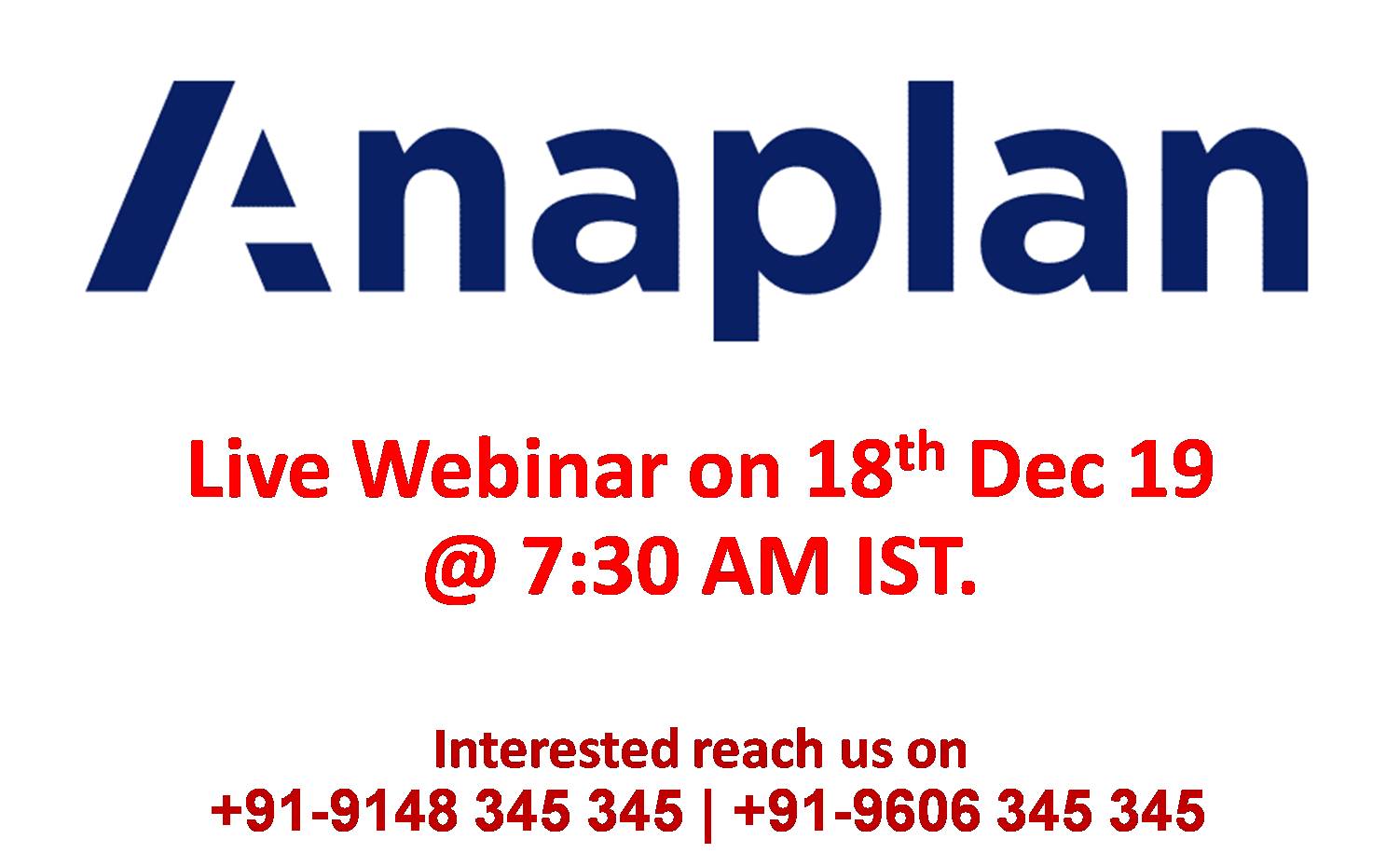 AnaPlan Webinar, Bangalore, Karnataka, India