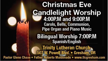 Christmas Eve Candlelight Worship at Trinity Lutheran Church, Gresham, Oregon, United States