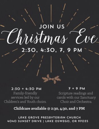 Christmas Eve Services at Lake Grove Presbyterian Church, Lake Oswego, Oregon, United States