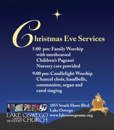 Christmas Eve Services at Lake Oswego United Methodist Church, Lake Oswego, Oregon, United States