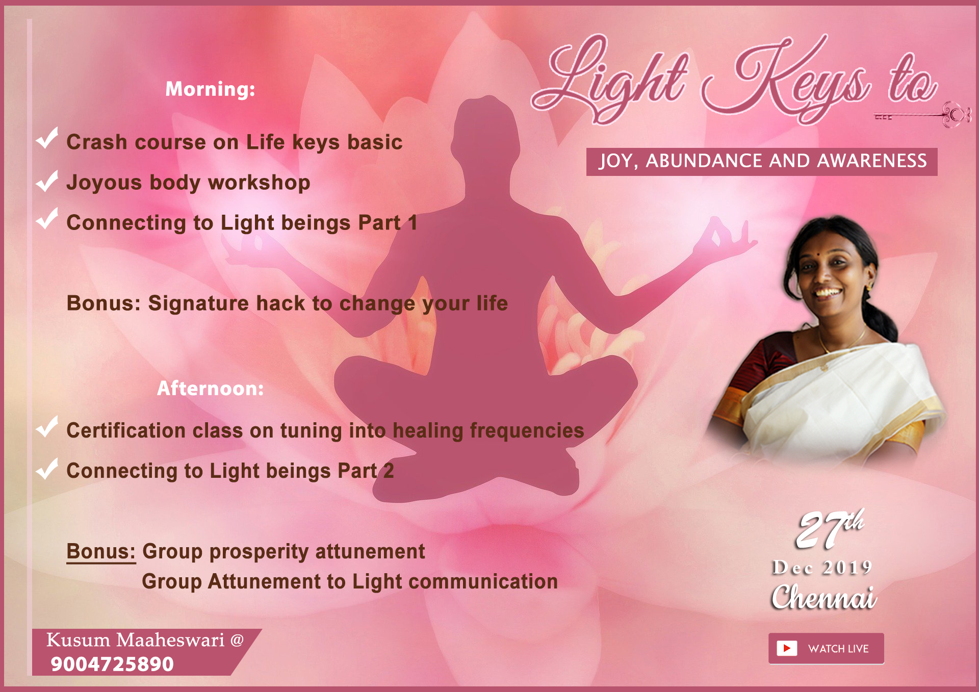 Light keys to Abundance, Joy & Awareness!, Chennai, Tamil Nadu, India