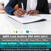 ISO 9001:2015 Auditor Lead Auditor Course Training From 20th Jan – 24th Jan 2020 In Hyderabad