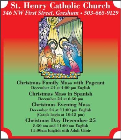 Christmas Services at St. Henry Catholic Church, Gresham, Oregon, United States
