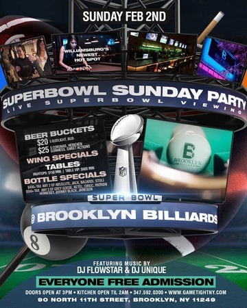 Brooklyn Billiards Superbowl Sunday Viewing party 2020, Brooklyn, New York, United States