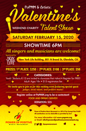PoPMM & Artists: Valentine's Weekend Charity Talent Show, Glendale, California, United States