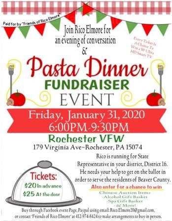 Pasta Dinner Fundraiser for Rico Elmore!, Rochester, Pennsylvania, United States