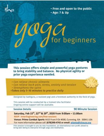 Yoga for Beginners - Cumming, GA - Feb29,2020, Cumming, Georgia, United States