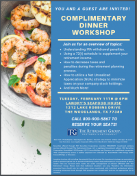 The Retirement Group: Retirement Specialists 800-900-5867 | COMPLIMENTARY DINNER WORKSHOP