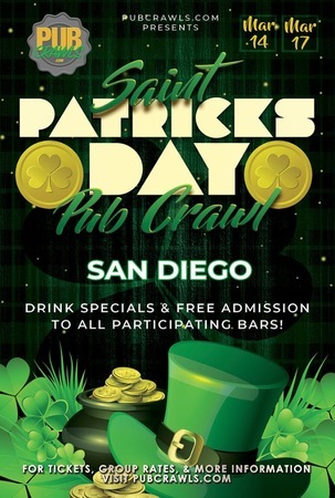San Diego "Luck of the Irish" St Paddy's Bar Crawl - March 2020, San Diego, California, United States