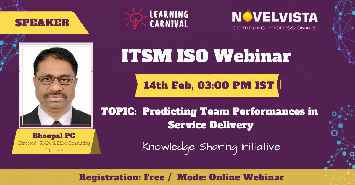 FREE ITSM Webinar on Predicting Team Performance in Service Delivery by NovelVista, Pune, Maharashtra, India