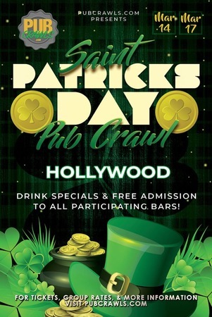Hollywood "Luck of the Irish" St Paddy's Bar Crawl - March 2020, Los Angeles, California, United States