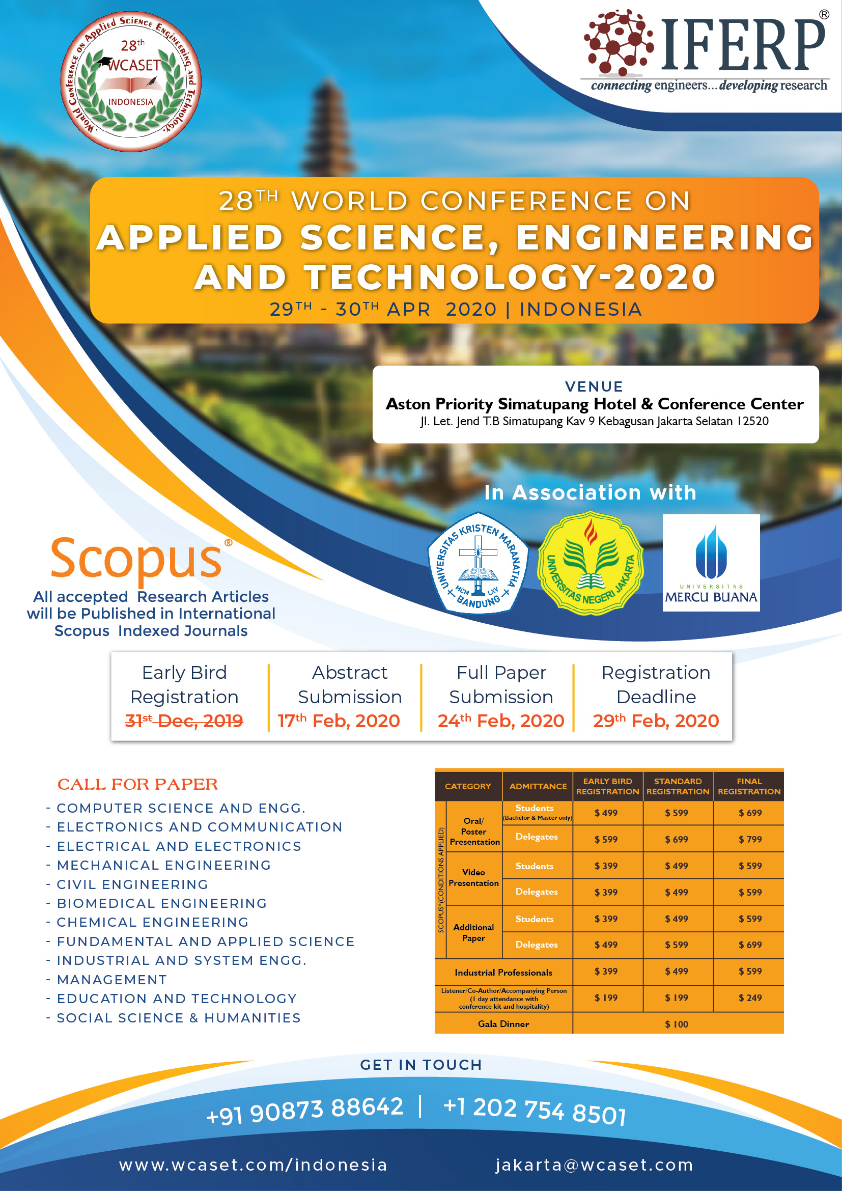 28th World Conference Applied Science Engineering and Technology, Kepulauan Seribu, Jakarta, Indonesia