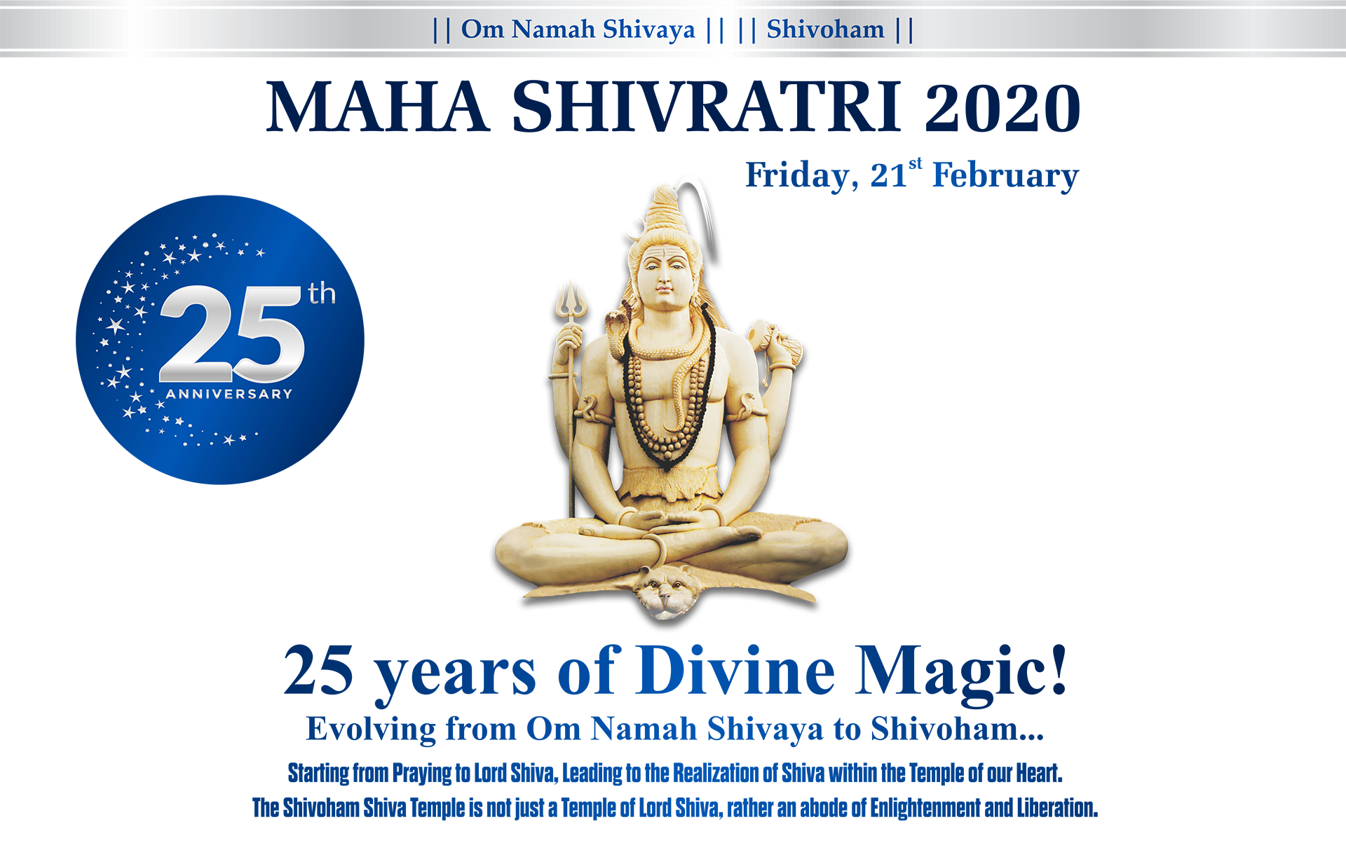 Maha Shivratri 2020 at Shivoham Shiva Temple, Bangalore, Karnataka, India
