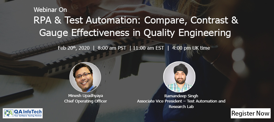 Webinar: RPA & Test Automation: Compare, Contrast & Gauge Effectiveness in Quality Engineering, Farmington hills, Michigan, United States