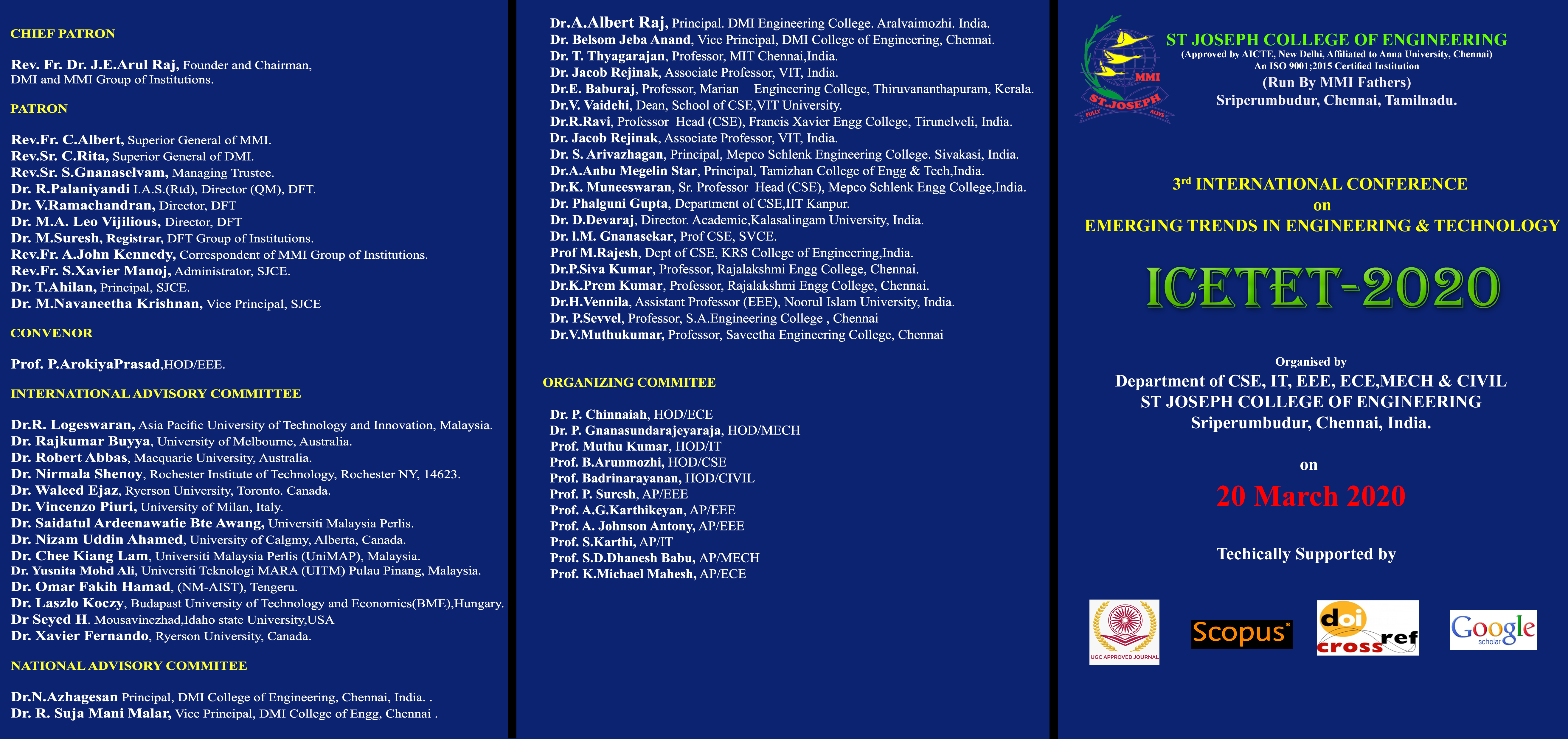 3rd INTERNATIONAL CONFERENCE OF EMERGING TRENDS IN ENGINEERING AND TECHNOLOGY, Chennai, Tamil Nadu, India