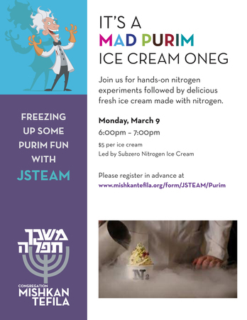 It's A MAD PURIM ICE CREAM ONEG-NITROGEN ICE CREAM, Brookline, Massachusetts, United States
