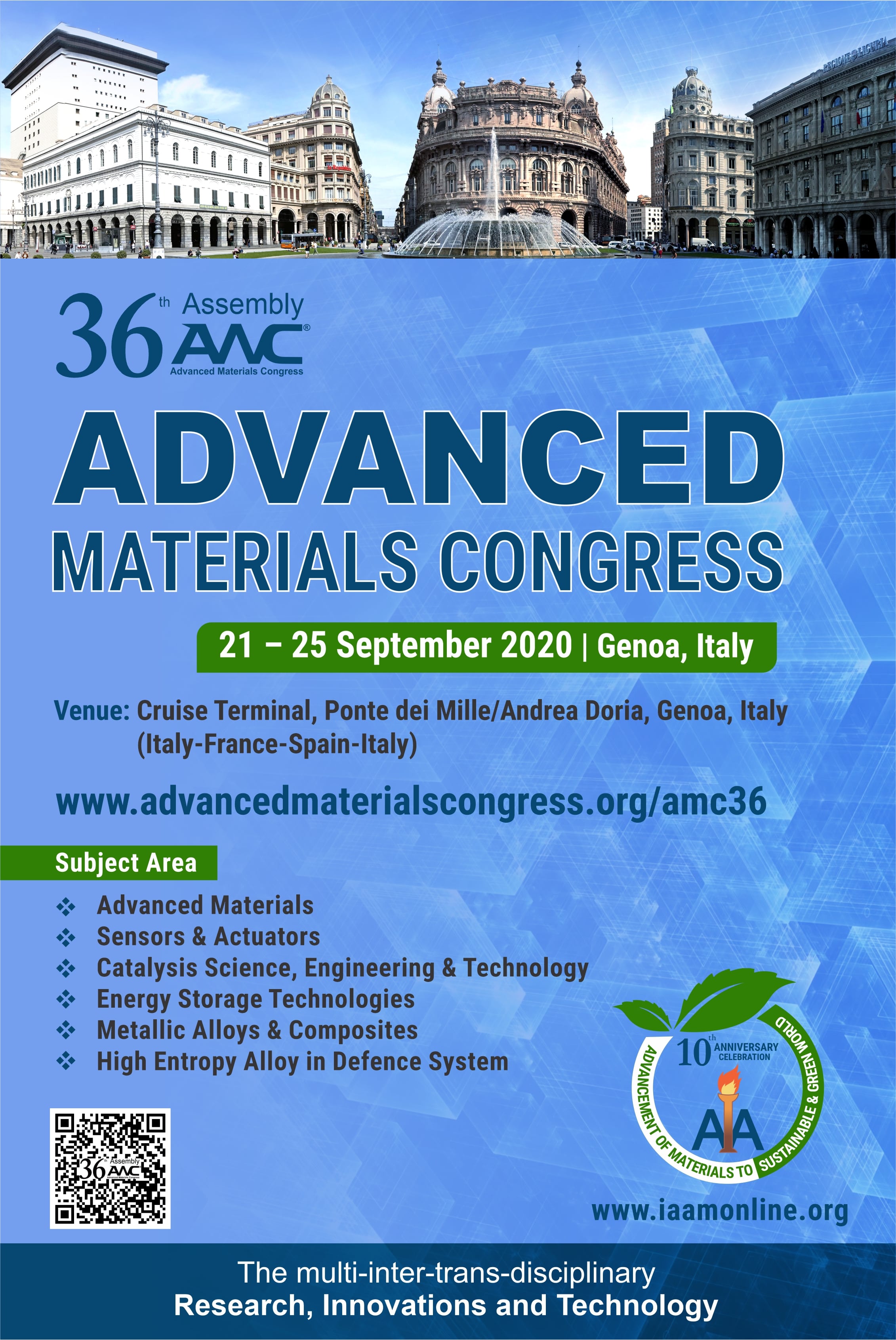 36th Assembly of Advanced Materials Congress 2020, Ponte dei Mille/Andrea Doria, Genoa, Italy