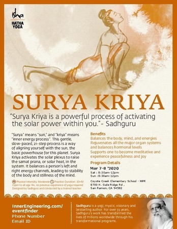 Surya Kriya in San Ramon CA (Isha Hatha Yoga), San Ramon, California, United States