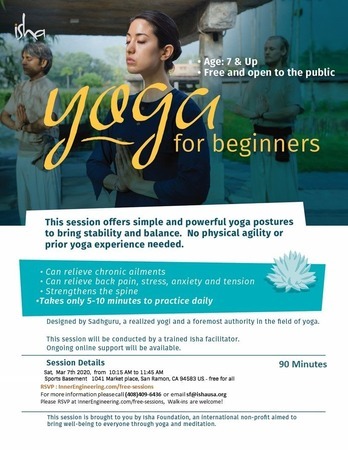 Yoga for Beginners (90 min session) in San Ramon - Free and open to all, San Ramon, California, United States
