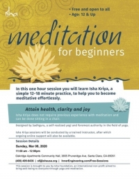 MEDITATION FOR BEGINNERS (Isha Kriya - 60 mins session) in Santa Clara, CA