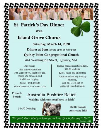 St. Patrick's Day Dinner with Island Grove Chorus, Quincy, Massachusetts, United States