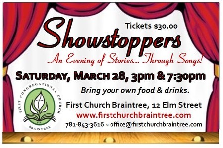 Showstoppers - An Evening of Stories...Through Songs! March 28th @ 3 and 7:30, Braintree, Massachusetts, United States