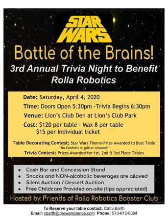 Friends of Rolla Robotics STAR WARS Trivia Night and Silent Auction, Rolla, Missouri, United States