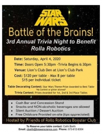 Friends of Rolla Robotics STAR WARS Trivia Night and Silent Auction